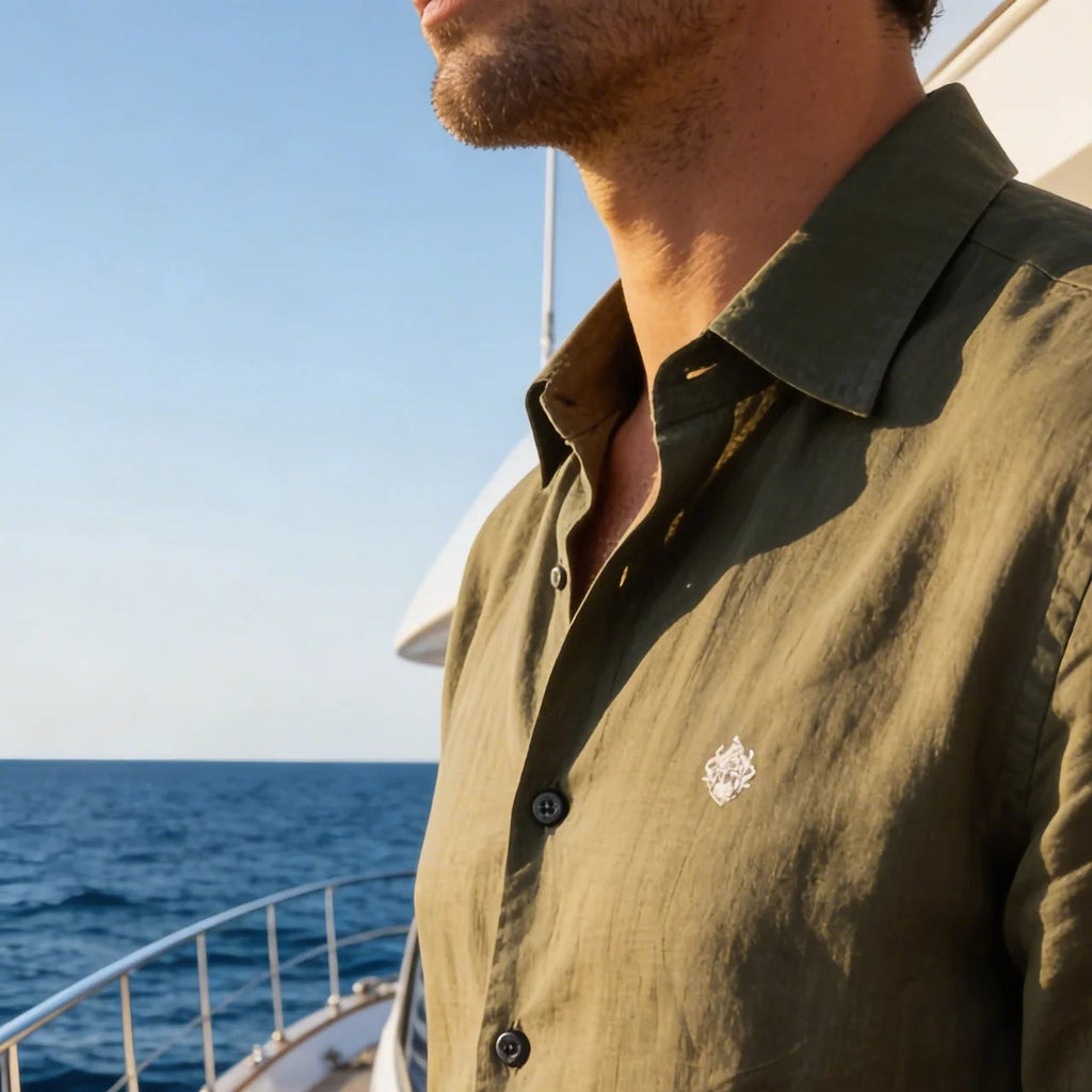 Green linen shirt